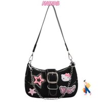 Túi đeo vai chuỗi dung tích lớn ANANAS Star, Túi mua sắm Hello Kitty màu tương phản sáng tạo dành cho nữ