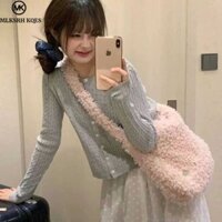 Túi đeo vai Cừu Len Lúa mì Hạt Mohair Niche Mềm dẻo Túi đeo chéo dung tích lớn