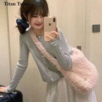 Túi đeo vai Cừu Len Lúa mì Hạt Mohair Niche Mềm dẻo Túi đeo chéo dung tích lớn