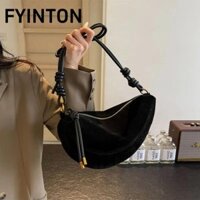 Túi Đeo Vai FYINTON, Túi Đeo Ngang Dây Kéo Nhỏ, Túi Da Lộn Giả Màu Ngọt Ngào Nữ