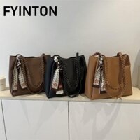 Túi đeo vai FYINTON, Túi Tote thông thường dung tích lớn, Túi xách da PU màu trơn thời trang