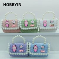 Túi đeo vai HOBBYIN Labubububu, Tay cầm Túi xách trẻ em hoạt hình, Túi đeo chéo hoa ren phong cách Hàn Quốc dễ thương cho bé gái