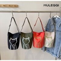 Túi đeo vai HULEQI, Túi xô mèo dung tích lớn, Túi xách đa năng bằng vải Canvas