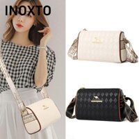 Túi đeo vai kẻ sọc nữ INOXTO, Túi đeo chéo Túi mẹ đa năng, Túi hình trụ Túi đi lại dung tích lớn