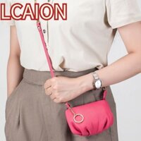 Túi đeo vai LCAION, có móc khóa Túi đựng bánh bao đeo chéo da bò bằng da mềm, Dây chuyền phù hợp thông thường Ví đựng tiền xu chống nước dành cho nữ