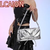 Túi đeo vai LCAION, Túi xách bóng bạc, Túi đeo nách nơ màu trơn phong cách kim loại