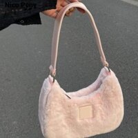 Túi đeo vai lông thú giả thời trang Sweet Girl Pink Túi xách dễ thương