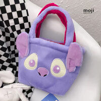 Túi đeo vải lông xù Stitch face có tai 10x21x32