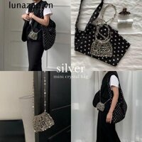 Túi đeo vai LUNAZAP Sequin, Túi xách hạt Acrylic sáng bóng, Túi đựng đồ trang điểm dệt cổ điển Túi đựng điện thoại Túi đeo chéo nữ