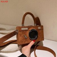 Túi đeo vai máy ảnh TRÒN, Túi nhỏ Matte Funny Box Bag, Túi đeo chéo thanh lịch Túi đeo vai nữ PU