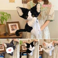 Túi đeo vai mèo BORAG, Túi đeo vai họa tiết mèo xoăn Kawaii, Thiết kế mềm mại Lông tơ sang trọng Mèo nhồi bông Túi xách nữ