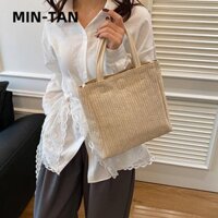 Túi đeo vai MIN-TAN, Túi xách Bohemian ống hút dệt tay, Túi đi biển dung tích lớn thông thường dành cho nữ