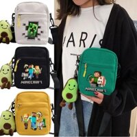 Túi đeo vai Minecraft canvas đeo chéo trò chơi phổ biến in kèm phụ kiện mặt dây chuyền phù hợp cho trẻ em du lịch đa năng quà tặng sinh nhật