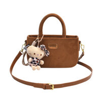 Túi đeo vai mini da lộn màu nâu retro