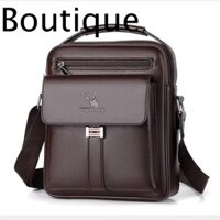 Túi đeo vai nam đeo chéo, Túi xách nam công sở dung tích lớn màu trơn, Da thật nhiều túi Túi xách Fanny Pack
