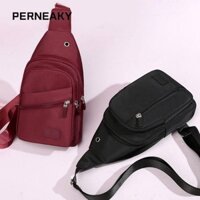 Túi đeo vai ngực PERNEAKY, Túi đeo ngực nữ chống nước Fanny Pack, Túi đeo chéo kiểu Hàn Quốc nhẹ bằng vải Polyester thông thường