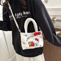 Túi đeo vai nhồi bông hoạt hình màu hồng My Melody Kuromi, túi nhỏ Hello Kitty, túi xách đơn dễ thương cho bé gái