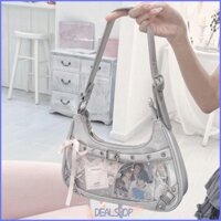 Túi đeo vai nữ DEALSSHOP, Bưu thiếp huy hiệu phong cách Nhật Bản Hiển thị Túi Lolita Ita, Cửa sổ trong suốt tinh tế Túi đeo vai JK dễ thương Y2k