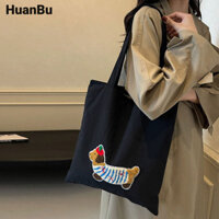 Túi đeo vai nữ Huan Bu dễ thương chó dachshund thời trang đa năng túi vải dung tích lớn