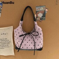 Túi đeo vai nữ Huan Bu Thời trang chấm bi có nơ Túi xách dễ thương ngọt ngào