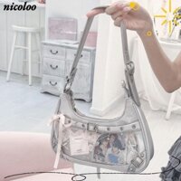 Túi đeo vai nữ NICOLOO, Nhãn hiệu cửa sổ trong suốt Bưu thiếp trưng bày Túi Lolita Ita, Túi xách nữ dễ thương phong cách Nhật Bản Y2k