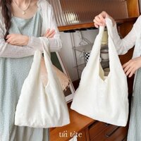 Túi đeo vai nữ, túi đi học, vải voan thêu hoa trendy, may 2 lớp, đựng vừa a4 và laptop 14inch, phong cách Hàn Quốc trend