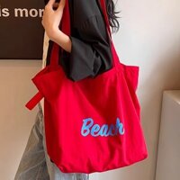 Túi Đeo Vai Nữ2025 Phong Cách Mới Sang Trọng Chữ Phiên Bản Hàn Quốc Túi Dây Rút Túi Vải ins Đi Lại Dung Tích Lớn Bán Chạy Phong Cách