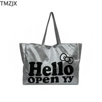 Túi Đeo Vai Nylon TMZJX, Túi Xách HelloKitty Phong Cách Hàn Quốc Kt Cat, Túi Tote Bạc Nơ Màu Trơn Ngọt Ngào Nhân Viên Văn Phòng