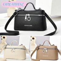 Túi đeo vai OBEIBIDZ, Túi đeo chéo thông thường bằng da PU, Túi xách vuông hình hộp thời trang có dây kéo trơn tru dành cho nữ