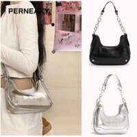 Túi đeo vai PERNEAKY, Túi đeo chéo thanh lịch màu bạc, Túi xách da PU ngọt ngào dành cho nữ