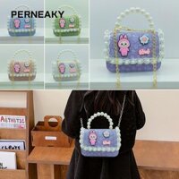 Túi đeo vai PERNEAKY Labubububu, Túi xách trẻ em hoạt hình hoa ren, Tay cầm dễ thương Ví đựng tiền xu phong cách Hàn Quốc Trẻ em bé gái