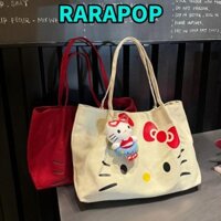 Túi đeo vai RARAPOP, Túi vải dung tích lớn thông thường, Túi đeo chéo Hello Kitty thời trang phong cách Hàn Quốc