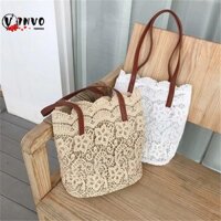 Túi đeo vai ren YSENT, Túi xách dệt nữ tay cầm hàng đầu lâu trôi, Móc tay thời trang Nhẹ rỗng Túi lưới câu cá Du lịch