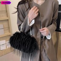 Túi đeo vai sang trọng ZHOLINGHO, Túi xách Tote tua rua dài lông thú, Túi đi lại dây chuyền công suất lớn hợp thời trang cho nữ