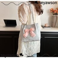 Túi đeo vai SEYAWSON, Túi đeo tay có dây bện màu trơn, Túi Tote phong cách múa ba lê nơ