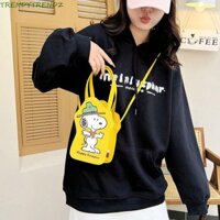 Túi đeo vai TENDYTRENDZ Snoopy, Túi xách hoạt hình thông thường màu trơn cho chó, Ví đựng tiền xu bằng vải Canvas phong cách Hàn Quốc Nhật Bản Túi đựng điện thoại di động cho bé gái