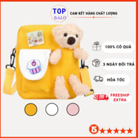Túi đeo vai, túi đeo chéo thời trang, dễ thương, đẹp có kèm gấu bông và sticker kẹp ghim dành cho Nữ
