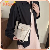 Túi đeo vai TUREM, Túi cói bằng ống hút dệt tay Bohemian, Tote hoa ren thông thường dành cho nữ