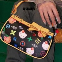 Túi đeo vai UUMIR Sanrio, Túi đeo chéo Hello Kitty Messenger bằng da PU, Túi đeo nách họa tiết vải nữ bé gái