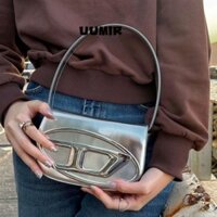Túi đeo vai UUMIR, Túi đeo chéo da PU màu bạc, Túi xách nữ phong cách Y2K bền bỉ