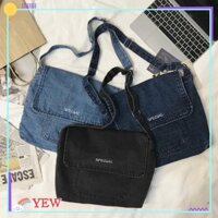 Túi Đeo Vai YEW, Túi Đeo Ngang Unisex Màu Trơn, Thời Trang Dung Tích Lớn Có Thể Điều Chỉnh Dây Đeo Túi Denim Nam