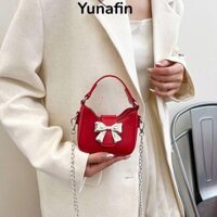 Túi đeo vai YUNAFIN, Túi đeo chéo da PU nhỏ, Túi xách dây xích nữ