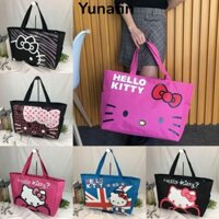 Túi đeo vai YUNAFIN, Túi Tote chống nước Hello Kitty, Túi xách di động dung tích lớn gấp