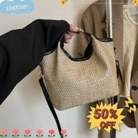 Túi đeo vai ZIOOTTEN, Túi cói bằng ống hút dệt tay Bohemian, Túi Messenger thông thường Kỳ nghỉ