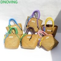 Túi dệt ống hút DNOVING, Túi xách dây tay dệt màu, Ống hút Dopamine Dung tích lớn Handmade Túi xách nữ