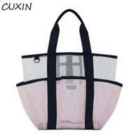 Túi đi biển lưới CUXIN, Túi Tote vệ sinh có thể gập lại thoáng khí, Túi xách bơi INS di động dung tích lớn nhẹ Mua sắm