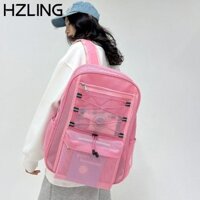 Túi đi biển lưới du lịch HZLING, Ba lô học sinh xuyên thấu bán trong suốt, Thể thao ngoài trời Túi đi học công suất lớn chống mài mòn nhẹ
