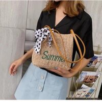 Túi đi biển thêu chữ Mùa hè