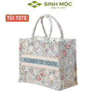 Túi đi biển, túi canvas, túi tote, túi du lịch, túi họa tiết hoa ly, Sinh Mộc - M3051