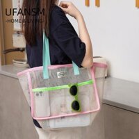 Túi đi biển UFASM, Giỏ đồ chơi lưu trữ lưới một vai, Túi đựng tã cầm tay dung tích lớn Bơi lội